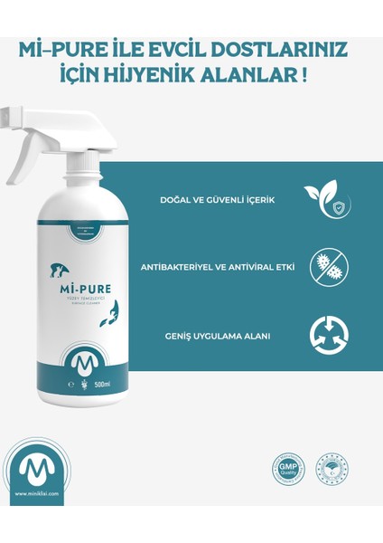 Mi- Pure Kedi Köpek Yaşam Alanları Için Yüzey Temizleyici 500 ml
