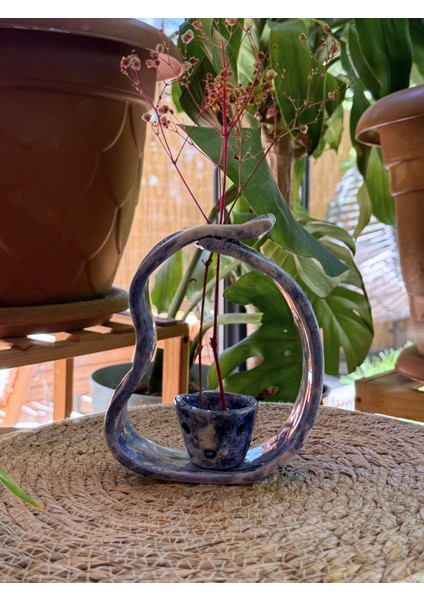 Arche Ceramic El Yapımı Seramik Çiçeklik / Mini Saksı - Mavi - 15X12 cm - Tekli fiyatları