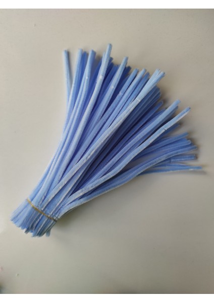 25 Adet Açık Mavi Şönil, Eğitici Şönil Seti, Yoğun Tüylü Tel, 30 cm