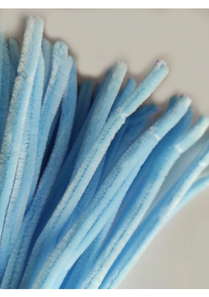 25 Adet Bebek Mavi Şönil, Eğitici Şönil Seti, Yoğun Tüylü Tel, 30 cm modelleri