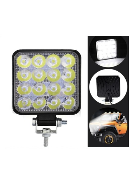 Off Road Sis Gündüz Farı Çalışma Lambası Kare 16 LED Traktör Kamyon Iş Makinesi
