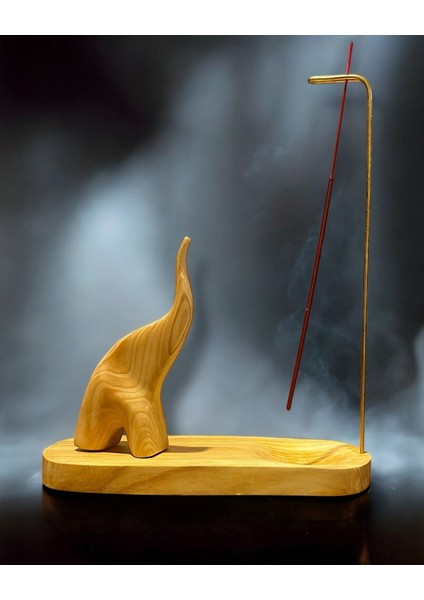 El Yapımı Ahşap Fil Tütsülük 30 cm Doğal Selvi Ağacı Meditasyon ve Hediye Seçenekleri