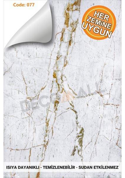 Code 77 Suya Dayanıklı Mutfak Banyo Zemin Mermer Mobilya Fayans Yapışkanlı Folyo Kaplama