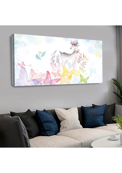 Renkli Çocuk Odası Kanvas Tablo, 120X60 Cm, Beyaz Çerçeveyle Şık Dekorasyon