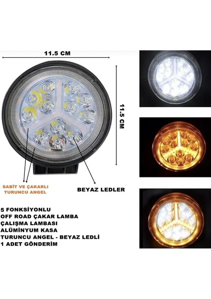 Off Road 16 LED Çalışma Lambası Drl Sinyal Flash Arazi Aracı Tır Kamyon Tekne Sis Farı