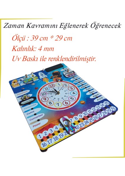 Çocuk Odası Gezegen Temalı Gerçek Saatli Duvar Takvimi fiyatları