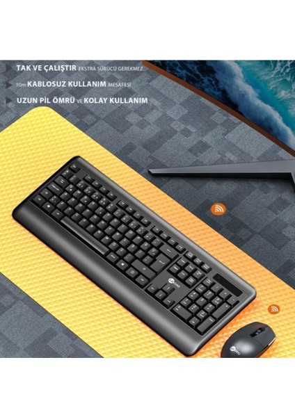 Lecoo KW202 Q Kablosuz Siyah Multimedya Klavye/mouse Set