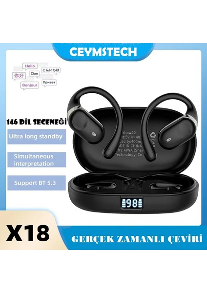146 Dil Seçeneği Akıllı Ses Gerçek Zamanlı Bluetooht Çeviri Kablosuz Kulaklık