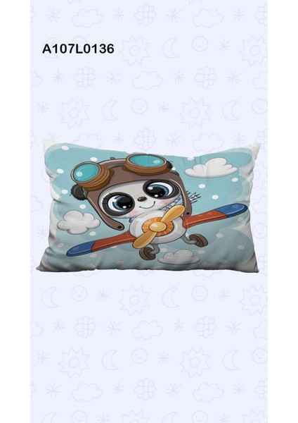 Mavi Uçaklı Panda Çocuk ve Bebek Odası Seti: Perde, Yatak Örtüsü, Halı, Duvar Saati, Yastık, Kılıf