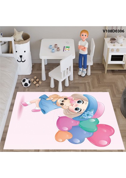 Mavi Balon Temalı Çocuk ve Bebek Odası Seti (Perde, Yatak Örtüsü, Duvar Saati, Yastık, Kılıf)