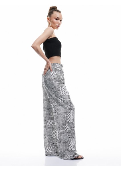 Yeni Sezon Beli Bağcıklı Düz Paça Viskon Pantolon