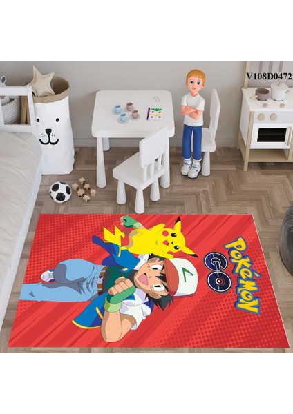 Pikaçu Desenli Çocuk ve Bebek Odası Seti: Perde, Yatak Örtüsü, Halı, Duvar Saati, Yastık, Kılıf