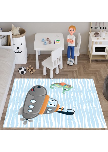 Su Altı Temalı Çocuk ve Bebek Odası Seti, Perde, Yatak Örtüsü, Halı, Duvar Saati, Yastık, Kılıf indirimleri