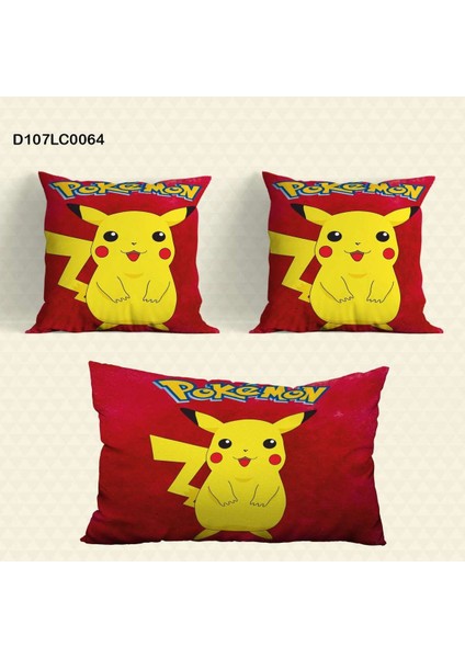 Pikaçu Desenli Çocuk ve Bebek Odası Seti: Perde, Yatak Örtüsü, Halı, Duvar Saati, Yastık, Kılıf