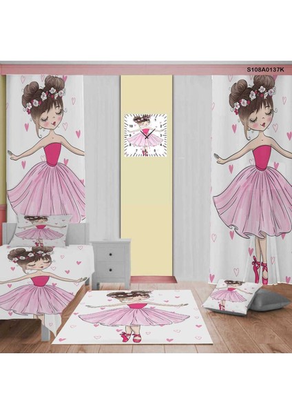 Çocuk ve Bebek Odası Seti: Perde, Yatak Örtüsü, Halı, Duvar Saati, Yastık ve Kılıf