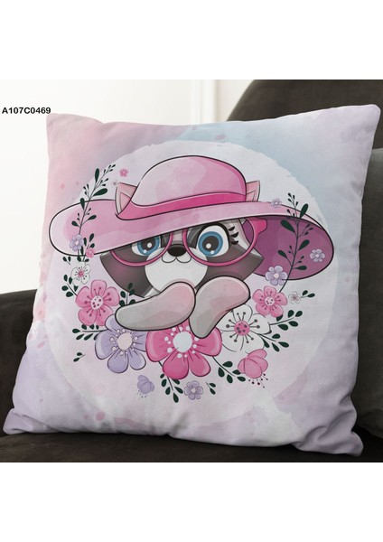 Pembe Kedi Desenli Çocuk ve Bebek Odası Seti: Perde, Yatak Örtüsü, Duvar Saati, Yastık, Kılıf modelleri