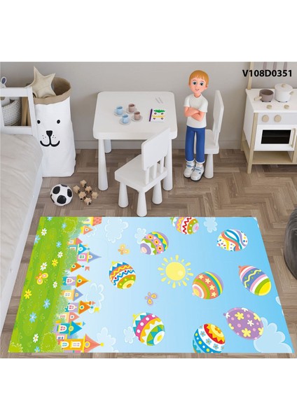 Mavi Balon Desenli Çocuk ve Bebek Odası Seti (Perde, Yatak Örtüsü, Halı, Duvar Saati, Yastık, Kılıf) indirimleri