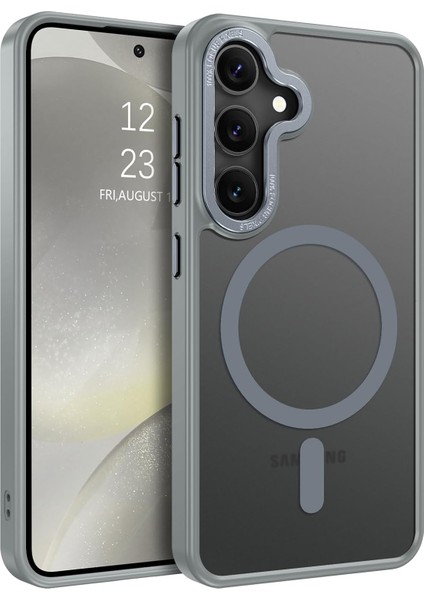 Samsung Galaxy S25 Uyumlu Kamera Korumalı Magsafe Wireless Şarj Özellikli Mat Silikon Kılıf