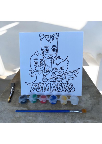 Boyama Seti (Pijamaskeliler Çizimli Tuval)