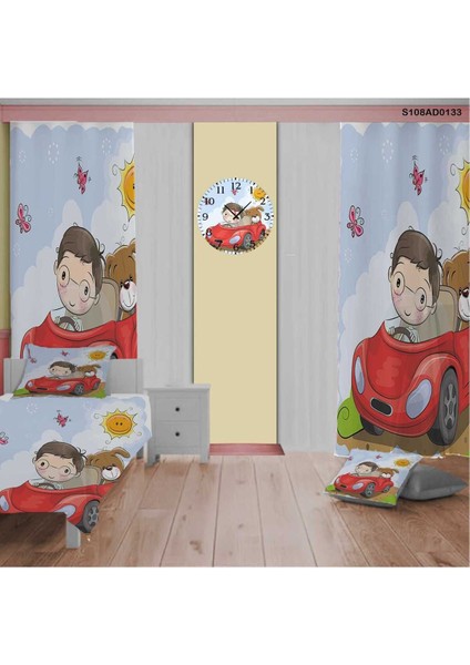 Çocuk ve Bebek Odası Seti, Pembe, Perde, Yatak Örtüsü, Duvar Saati, Yastık, Kılıf