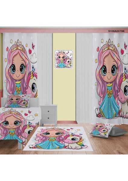 Rüya Gibi Çocuk Odası Seti: Perde, Yatak Örtüsü, Halı, Saat, Yastık, Kılıf ve Dekor.