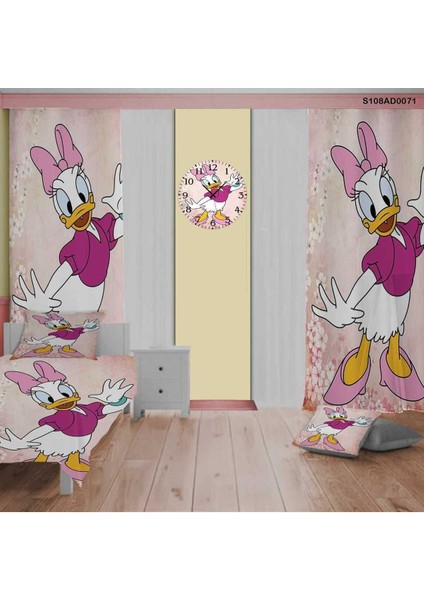 Mavi Mickey Mouse Çocuk ve Bebek Odası Seti (Perde, Yatak Örtüsü, Duvar Saati, Yastık, Kılıf)