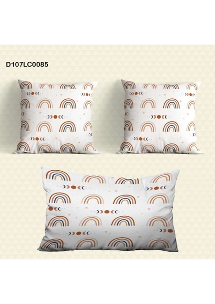 Gökkuşağı Bulutlar Temalı Çocuk ve Bebek Odası Seti, Perde, Yatak Örtüsü, Duvar Saati