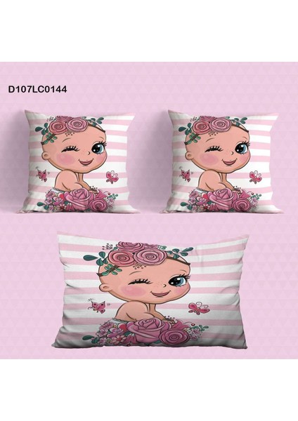 Pembe Kız Çocuk ve Bebek Odası Seti: Perde, Yatak Örtüsü, Duvar Saati, Yastık, Kılıf