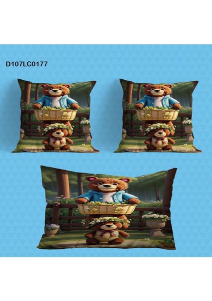 3D Çocuk ve Bebek Odası Seti: Perde, Yatak Örtüsü, Halı, Duvar Saati, Yastık, Kılıf
