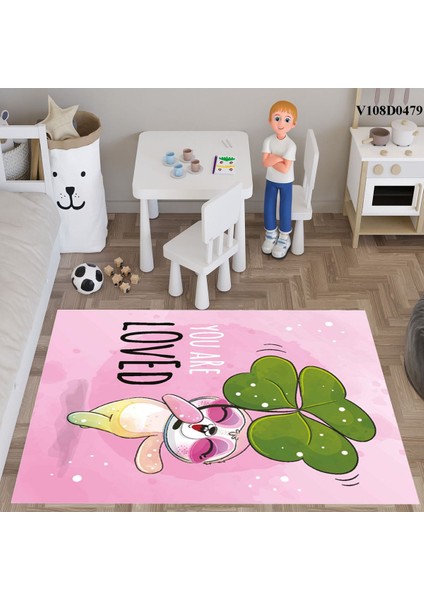 Sevimli Tavşan Desenli Çocuk ve Bebek Odası Seti: Perde, Yatak Örtüsü, Halı, Duvar Saati, Yastık fırsatları