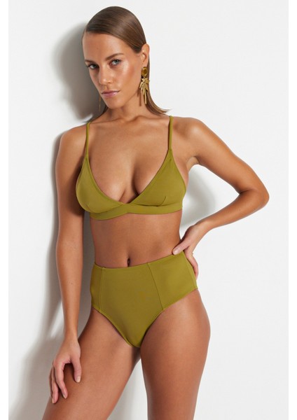 Shopeonly Yeşil Üçgen Yüksek Bel Toparlayıcı Bikini Takımı fiyatları