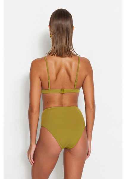 Shopeonly Yeşil Üçgen Yüksek Bel Toparlayıcı Bikini Takımı
