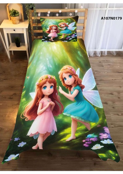 Yeşil Prenses Kelebek Çocuk ve Bebek Odası Seti (Perde, Yatak Örtüsü, Duvar Saati, Yastık, Kılıf) modelleri