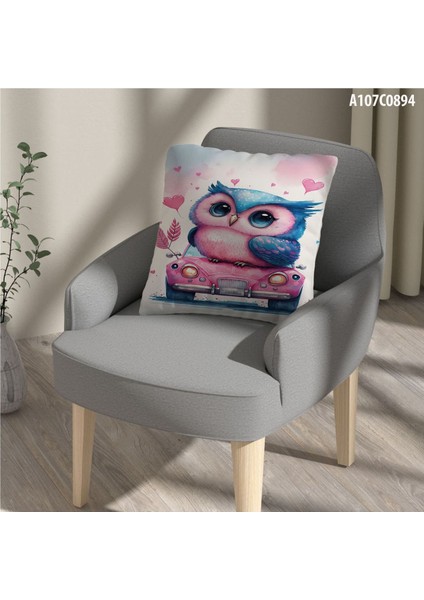 Renkli Baykuş Desenli Çocuk ve Bebek Odası Seti (Perde, Yatak Örtüsü, Duvar Saati, Yastık, Kılıf)