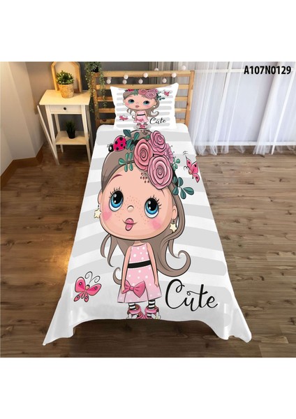 Sevimli Prenses Balerin Çocuk ve Bebek Odası Seti, Perde, Yatak Örtüsü, Duvar Saati, Yastık, Kılıf