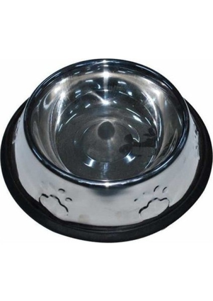 Çelik Mama ve Su Kabı, 18 Cm, 2'li Gri Set