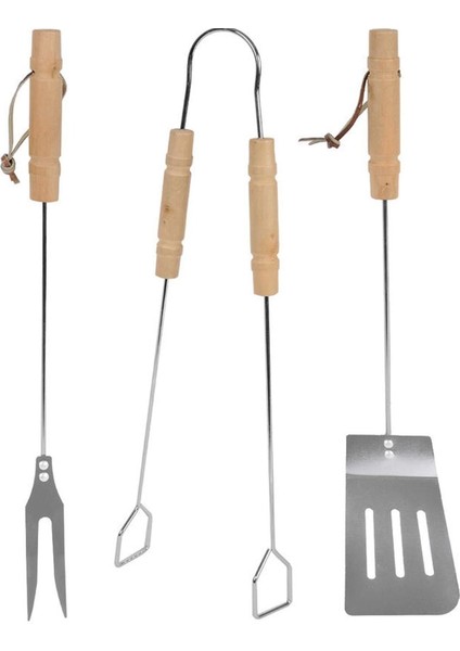 Ahşap Saplı Barbekü Seti 3 Parça