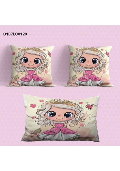 Prenses Çocuk ve Bebek Odası Seti, Perde, Yatak Örtüsü, Halı, Saat, Yastık, Kılıf