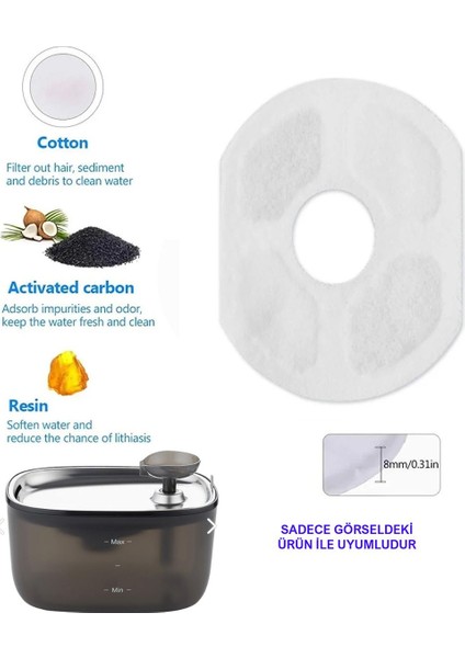 Aktif Karbon Yedek Filtre 6'lı Set, Uyumlu, Beyaz, Temizlik ve Sağlık Için