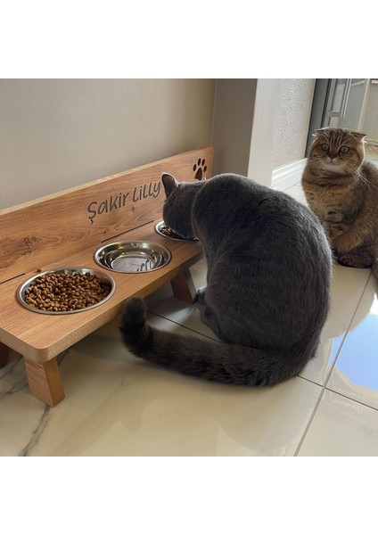 Dörtlü Ahşap Mama Kabı, Kedi ve Köpekler Için Şık ve Kullanışlı Tasarım fiyatları