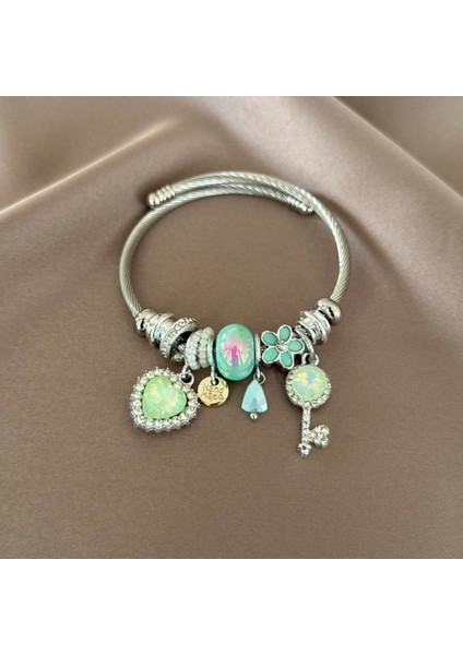 Yeşil Kalp Charm Bileklik