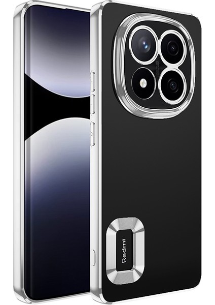 Poco X7 Kılıf Kamera Korumalı Logo Gösteren Lmn Omega Kapak - Gümüş