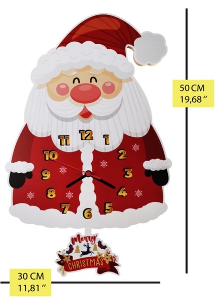 Kırmızı Ahşap Sarkaç Noel Baba Duvar Saati 50X30 Cm, Şık ve Dekoratif Tasarım fiyatları
