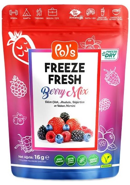 Dondurularak Kurutulmuş Berry Mix 16 gr fiyatları