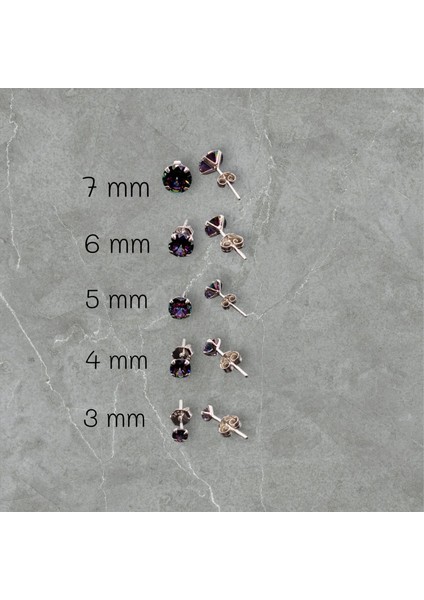 925 Ayar Gümüş Zirkon Mistik Topaz Taşlı Yuvarlak Küpe ( 1 Çift )