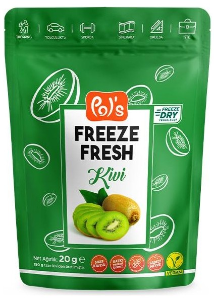Pol’s Freeze Fresh Dondurularak Kurutulmuş Kivi 20 gr