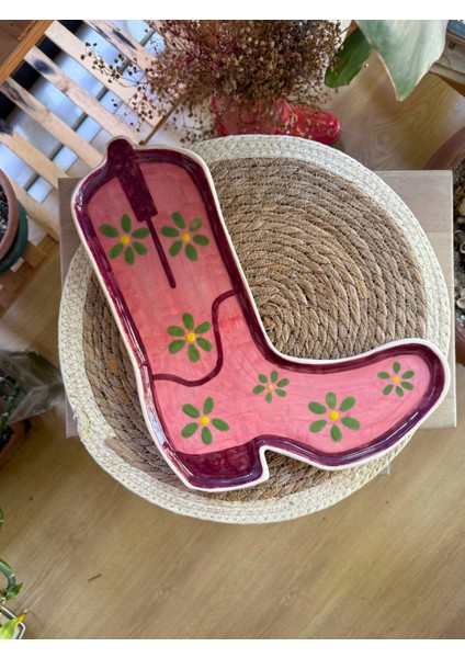 Arche Ceramic El Yapmı Seramik Servis Tabağı - Kovboy Çizmesi 3 - 31X25 cm - Tekli fiyatları