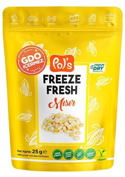 Pol’s Freeze Fresh Dondurularak Kurutulmuş Mısır 25 gr