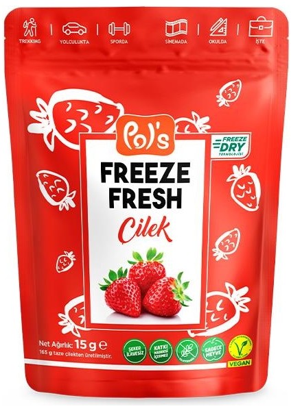 Pol’s Freeze Fresh Dondurularak Kurutulmuş Çilek 15 gr