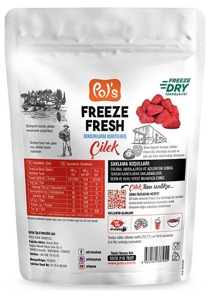 Pol’s Freeze Fresh Dondurularak Kurutulmuş Çilek 15 gr